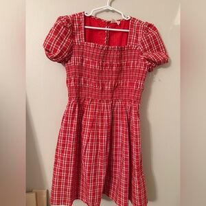 Crewcuts Red Plaid Dress with Smocking